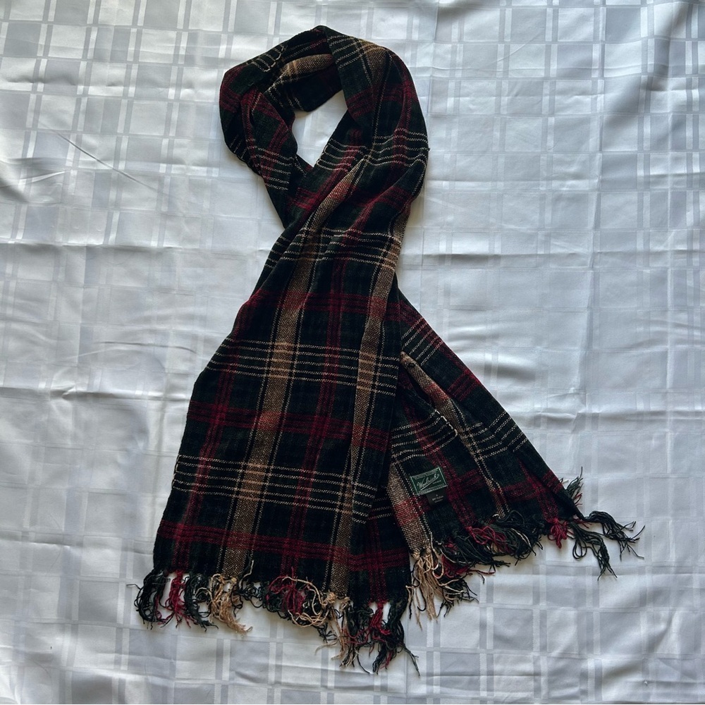 Woolrich Soft Woolen Tartan Print Scarf with Fringe Edges